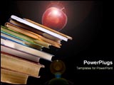 PowerPoint Template - An apple sits precariously on top of a pile of books.