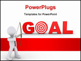 PowerPoint Template - 3d businessman as an archer is aiming at a red goal target