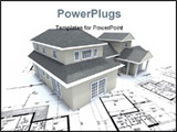 PowerPoint Template - Residential house mock-up on top of architect�s blueprints