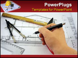 PowerPoint Template - architects hand on a desk over blueprint of a house