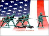 PowerPoint Template - A group of toy soldiers on an American flag.