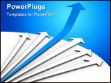 PowerPoint Template - Blue arrow going up - 3d render illustration