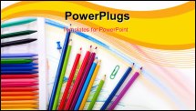 PowerPoint Template - Close up of group art school supplies