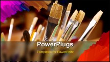 PowerPoint Template - Close up of group art brush supplies