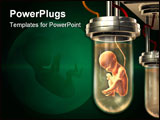 PowerPoint Template - Fully developed human fetus in a glass container. Digital illustration