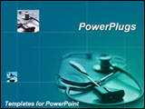 PowerPoint Template - Stethoscope and reflex hammer on blue and teal background