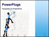 PowerPoint Template - 3D business men assembling puzzle pieces -isolated over white