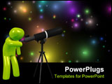 PowerPoint Template - 3d image astronomer with telescope on a white background