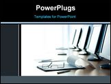 PowerPoint Template - Workplace with open notepad pen eyeglasses and monitors on it