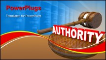 PowerPoint Template -  judge gavel and the word Authority symbolizing the control exercised by a person in a superior rol