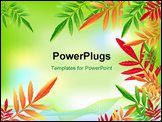 PowerPoint Template - the vector green background with autumn leaves