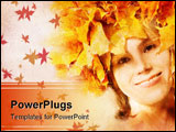 PowerPoint Template - Watercolor portrait of a autumn girl. See other pics of season girls
