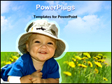 PowerPoint Template - a cute baby in a garden under the sky