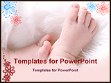 PowerPoint Template - infant baby feet on a white furry blanket