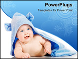 PowerPoint Template - Small smiling baby with a towel isolated