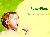 PowerPoint Template - a baby brushing teeth