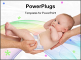 PowerPoint Template - Two pairs of protective hands holding a fragile baby