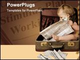 PowerPoint Template - baby sits in suitcase, reads newspaper