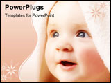 PowerPoint Template - baby in soft bath towel after bathing