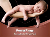 PowerPoint Template - Four weeks old baby on a arm. Studio picture