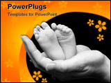 PowerPoint Template - five week old baby feet held in mothers hand.
