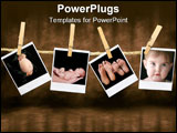 PowerPoint Template - Polaroid Photos of an Newborn Infant and Pregnancy Shots Hanging on a Rope With Clothespins