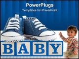 PowerPoint Template - Baby blocks with blue denim baby shoes