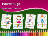 PowerPoint Template - Happy colorful kids on many colorful books