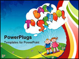 PowerPoint Template - Children go to school. Back to school. Vector art-illustration.