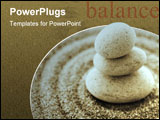 PowerPoint Template - macro of three staked stones on raked sand