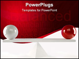 PowerPoint Template - A white and a red sphere sitting in balance - 3d render