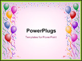 PowerPoint Template - multicorored birthday balloons with confetti on the white background
