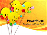 PowerPoint Template - Happy smiling colorful balloon on white background