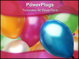 PowerPoint Template - Full color balloons cover the background. Holiday