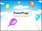 PowerPoint Template - Bright multicolored balloons flying in the sky