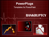 PowerPoint Template - Cardiogram with Bankruptcy on green background.