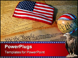 PowerPoint Template - a copy of the constitution of the united states accompanied by a flag