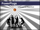 PowerPoint Template - Silhouettes of a basketball players playing basket ball match on abstract grungy basketball court background. EPS 10