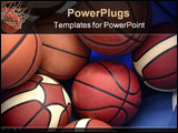 PowerPoint Template - photo of several orange basket balls inside a blue bag.