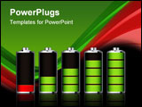 PowerPoint Template - Battery charge showing stages of power running low and full