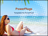 PowerPoint Template - view of a nice young female in tropical environment