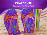 PowerPoint Template - Flip flops and a colorful cup on a beach in the sun.