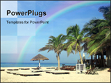 PowerPoint Template - Coconut palms parasol and sunbeds on tropical beach