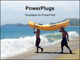 PowerPoint Template - People going for rafting on beach