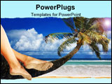 PowerPoint Template - Woman Dangling Her Feet While Sitting on a Palm Tree Overlooking the Ocean