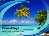 PowerPoint Template - Tropical Paradise at Maldives with palms and blue sky