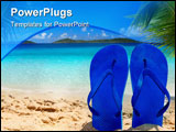 PowerPoint Template - a pair of flip-flops stuck on the sand of a beach