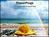PowerPoint Template - Yellow hat and blue flip-flop on a beach