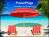 PowerPoint Template - Red beach chair and umbrella on white background