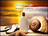 PowerPoint Template - Beach accessories with a beautiful golden sunset